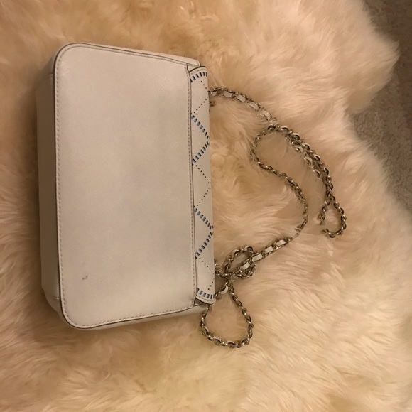 Tory Burch White Crossbody Bag Robinson weave crosshatch pattern  purse - Picture 3 of 6